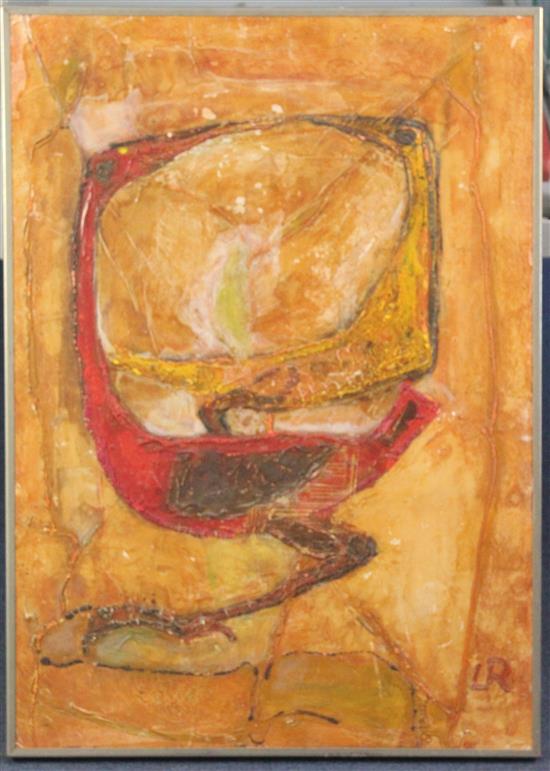 Leopoldo Richter (Colombian 1896-1984) Untitled, Red and yellow bird, 27 x 19.25in.